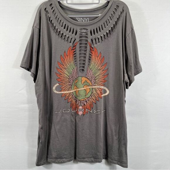 Torrid Journey Vinyl Icons Relaxed Fit Cotton Yoke Slash Band Tee - Picture 1 of 8